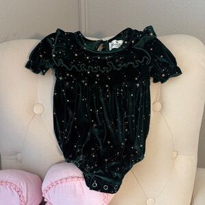 Marie Nicole Green Velvet Star-Print Baby Bubble